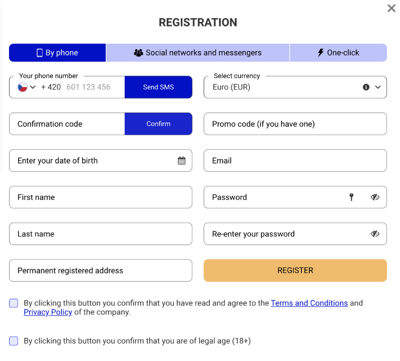 Registration PariPesa Czech Republic